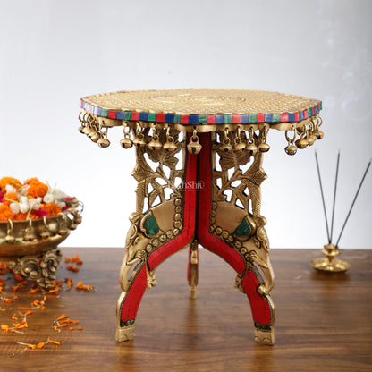 Elephant brass chowki 12 inch shine - Budhshiv.com