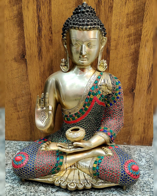 Enchanting Buddha Brass Idol - Abhayamudra 20 inches - Budhshiv.com