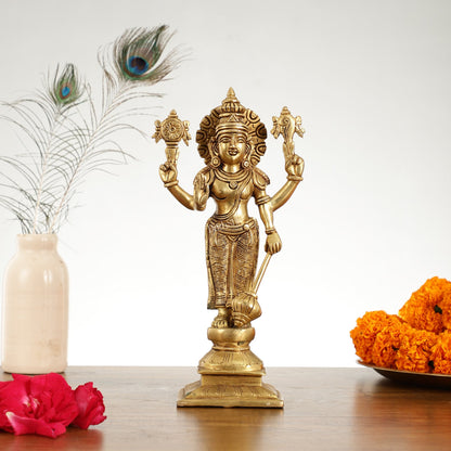 Exquisite 10 Inch Brass Lord Vishnu Statue - Budhshiv.com