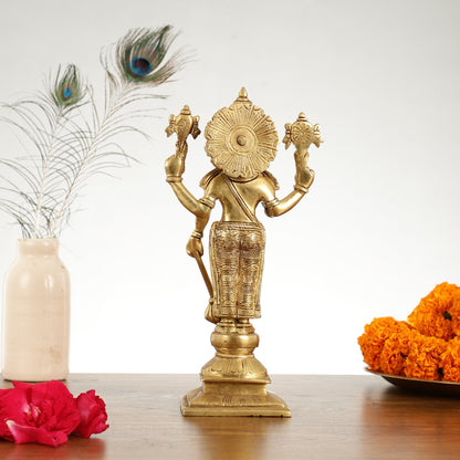 Exquisite 10 Inch Brass Lord Vishnu Statue - Budhshiv.com