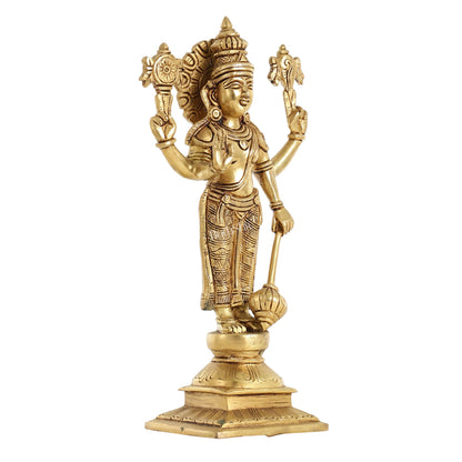 Exquisite 10 Inch Brass Lord Vishnu Statue - Budhshiv.com