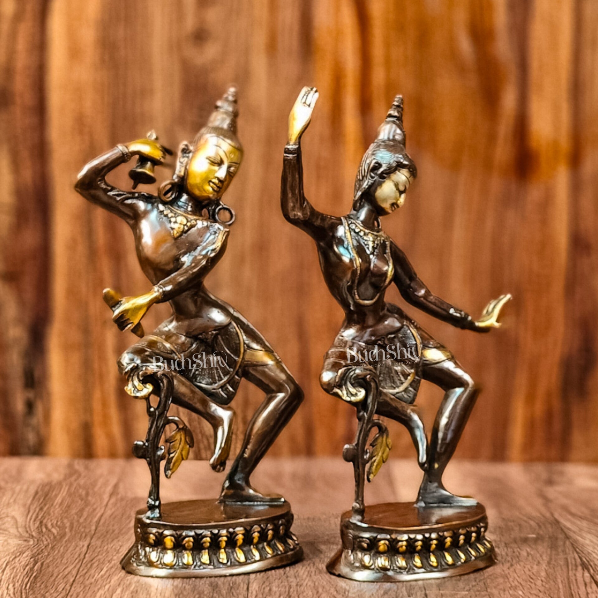 Exquisite 15-Inch Nepalese Brass Lord Shiva and Parvati Dancing Idols - Budhshiv.com