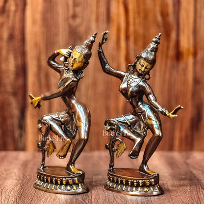 Exquisite 15-Inch Nepalese Brass Lord Shiva and Parvati Dancing Idols - Budhshiv.com