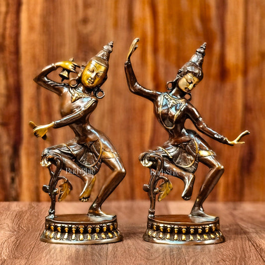 Exquisite 15-Inch Nepalese Brass Lord Shiva and Parvati Dancing Idols - Budhshiv.com