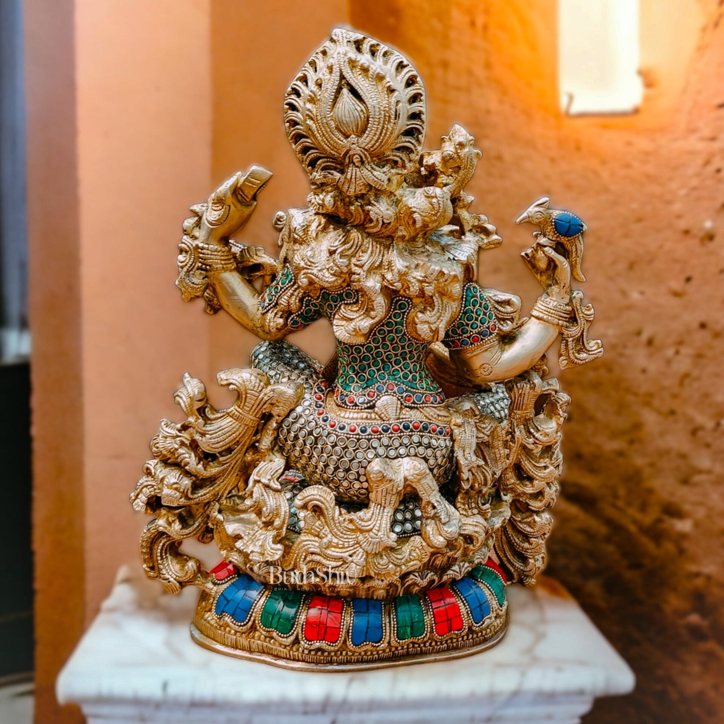 Exquisite 16" Superfine Brass Goddess Saraswati Statue - Budhshiv.com