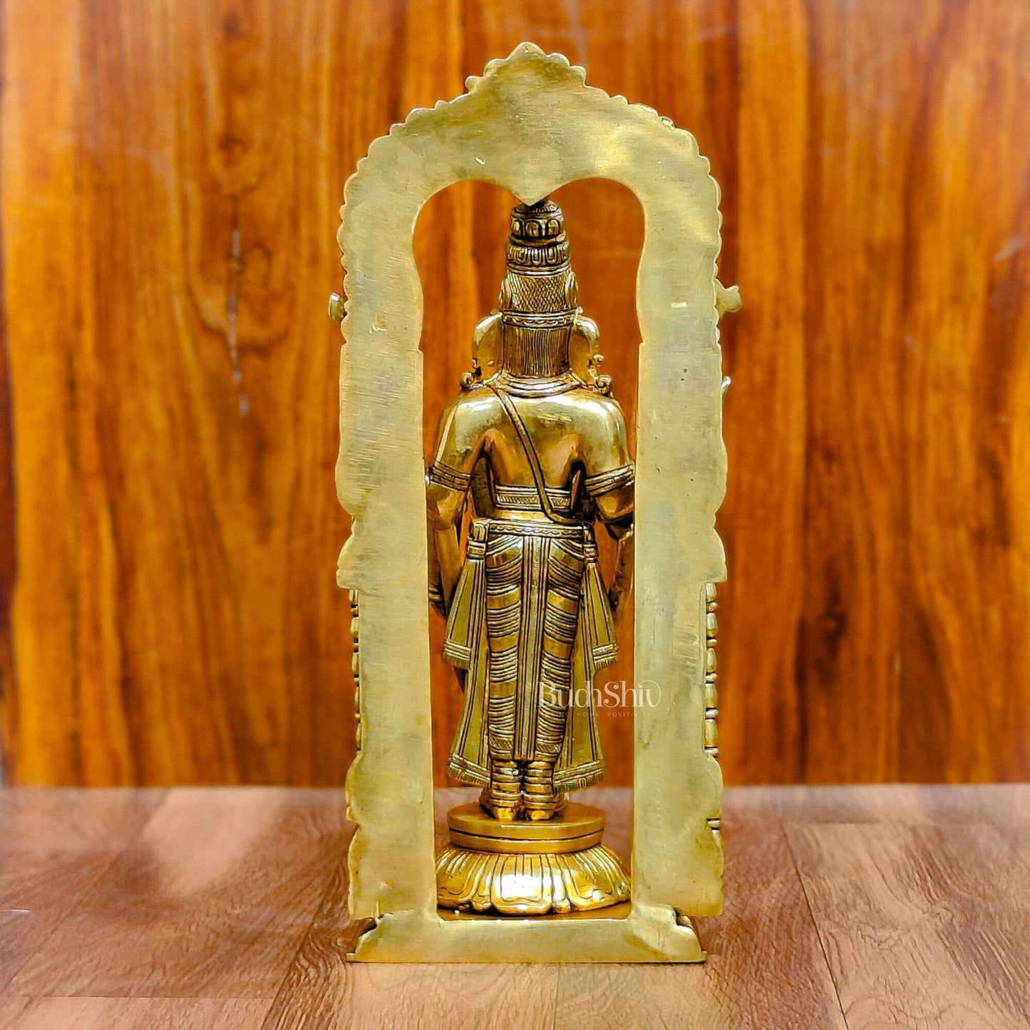 Exquisite 17-Inch Brass Tirupati Balaji Lord Venkateshwara with Frame and Hanging Mala - Budhshiv.com