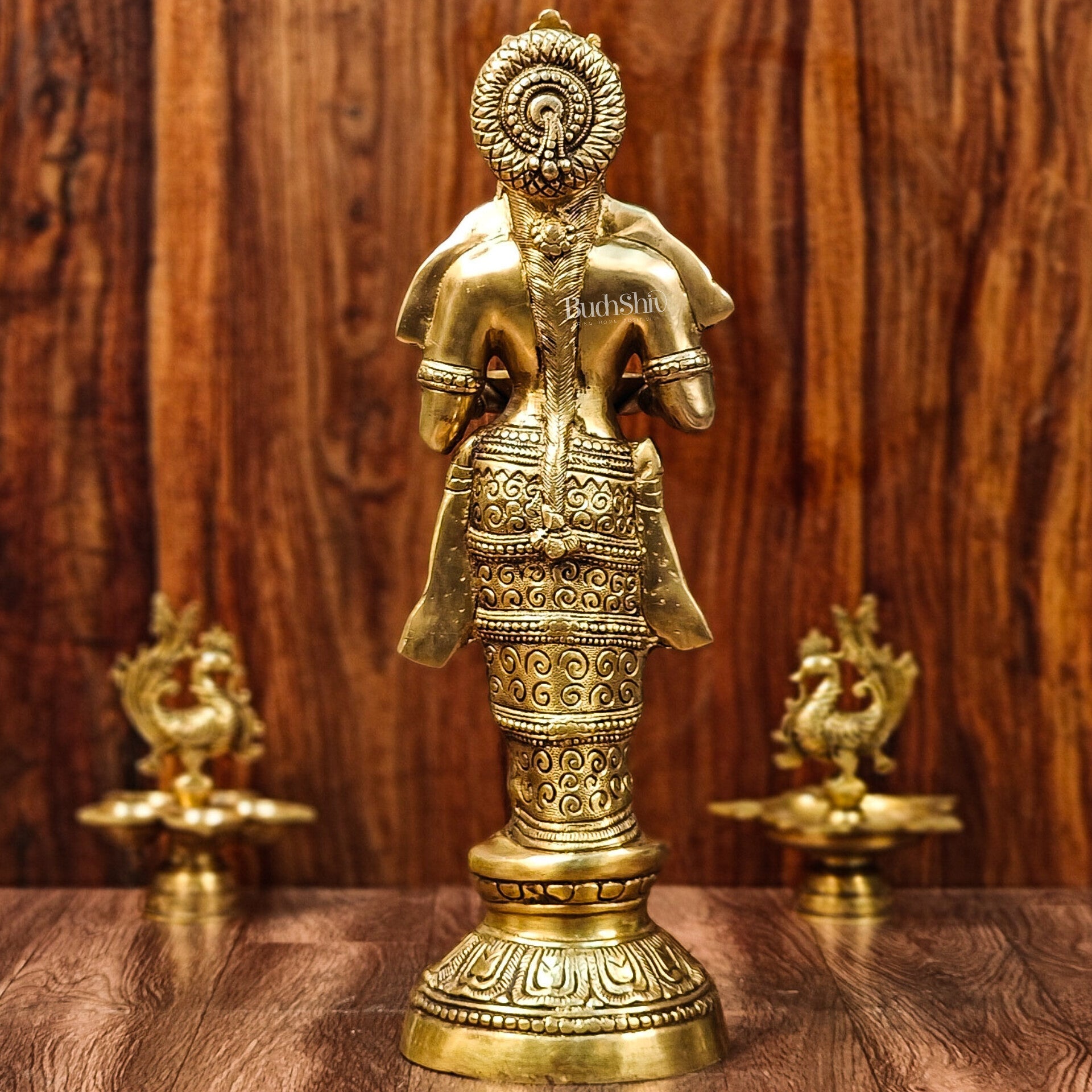 Exquisite 23-Inch Deep Lakshmi Brass Statue - Gleaming Grace - Budhshiv.com