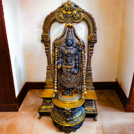 Exquisite 3ft Brass Tirupati Balaji Arch Statue | Superfine Craftsmanship - Budhshiv.com