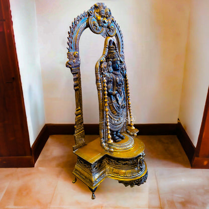 Exquisite 3ft Brass Tirupati Balaji Arch Statue | Superfine Craftsmanship - Budhshiv.com