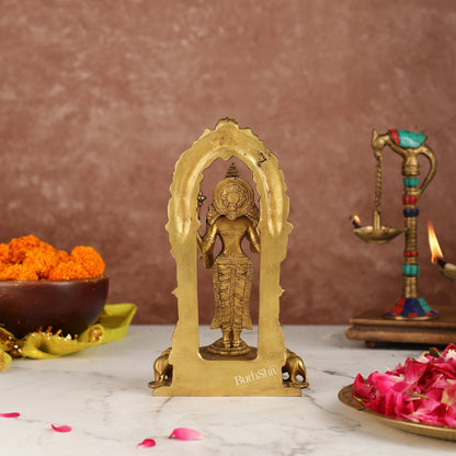 Exquisite 9-Inch Brass Gajalakshmi Idol with Arch - Budhshiv.com