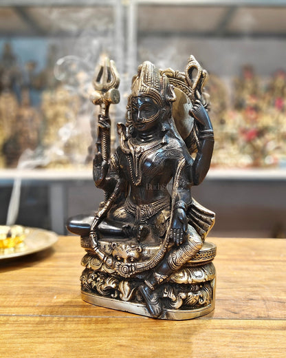 Exquisite Brass Ardhanarishwara Statue - Lord Shiva and Goddess Parvati Sculpture - 9.5 inch - Budhshiv.com