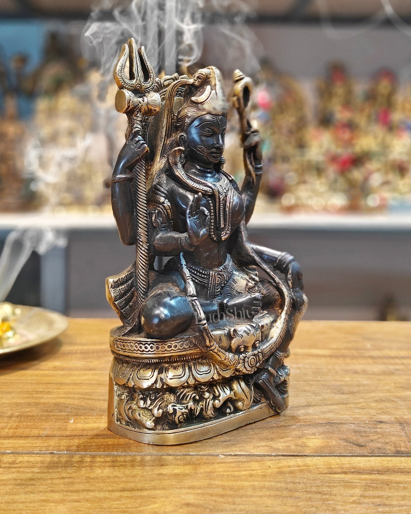 Exquisite Brass Ardhanarishwara Statue - Lord Shiva and Goddess Parvati Sculpture - 9.5 inch - Budhshiv.com