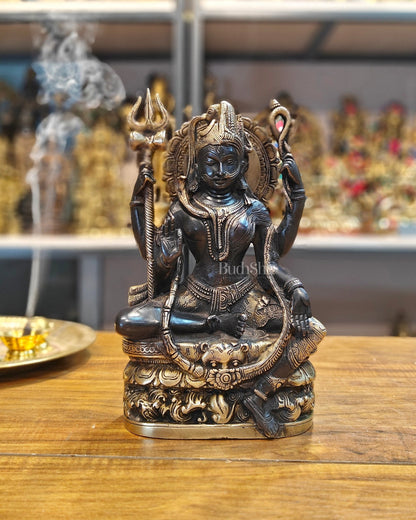 Exquisite Brass Ardhanarishwara Statue - Lord Shiva and Goddess Parvati Sculpture - 9.5 inch - Budhshiv.com