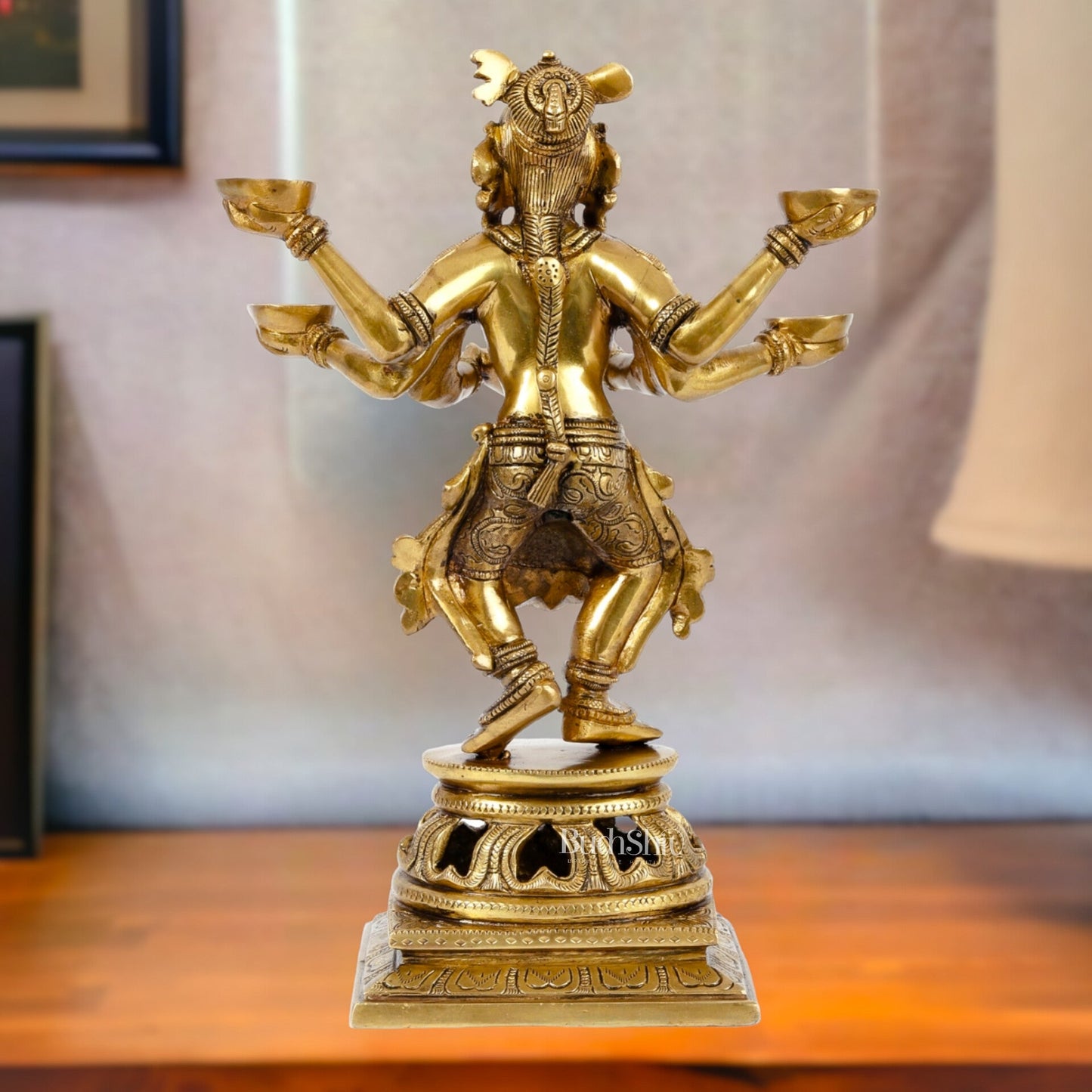 Exquisite Brass Deep Dancing Deep Lakshmi Pavaai Vilakku | 6 Arms | 14-inch - Budhshiv.com