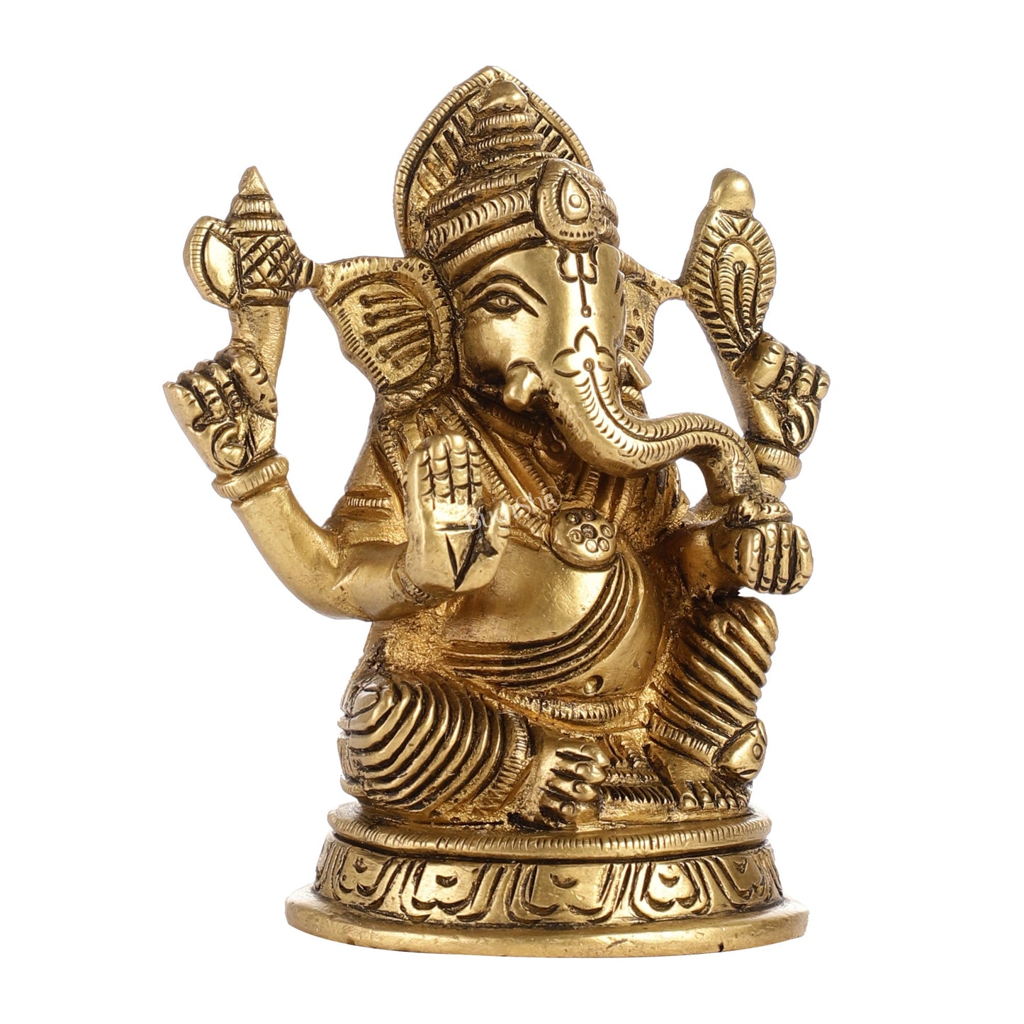 Exquisite Brass Ganesha Idol | Height 4 inch - Budhshiv.com