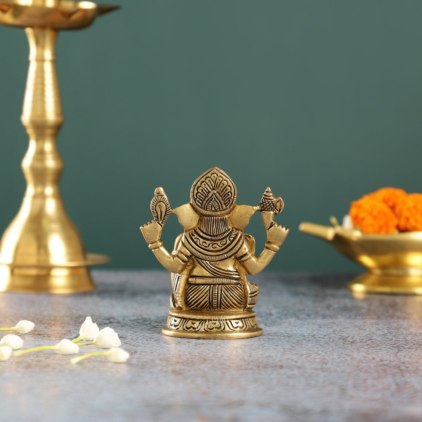 Exquisite Brass Ganesha Idol | Height 4 inch - Budhshiv.com