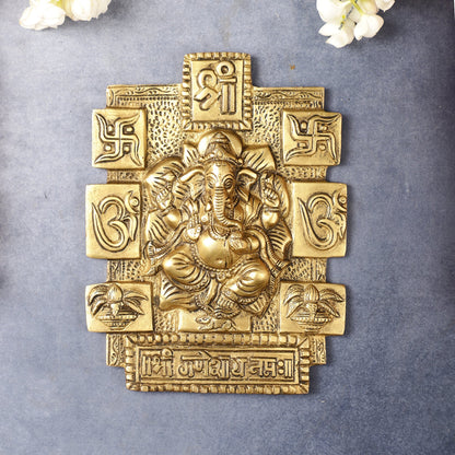 Exquisite Brass Ganesha Wall Hanging - 7 Inch - Budhshiv.com