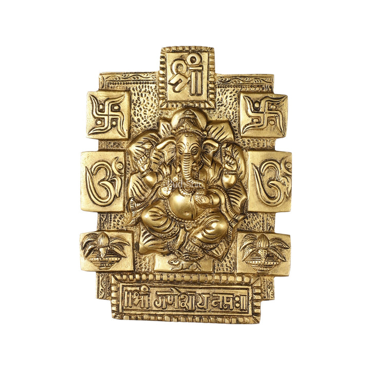 Exquisite Brass Ganesha Wall Hanging - 7 Inch - Budhshiv.com