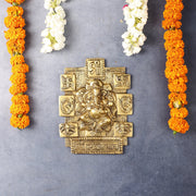 Exquisite Brass Ganesha Wall Hanging - 7 Inch - Budhshiv.com