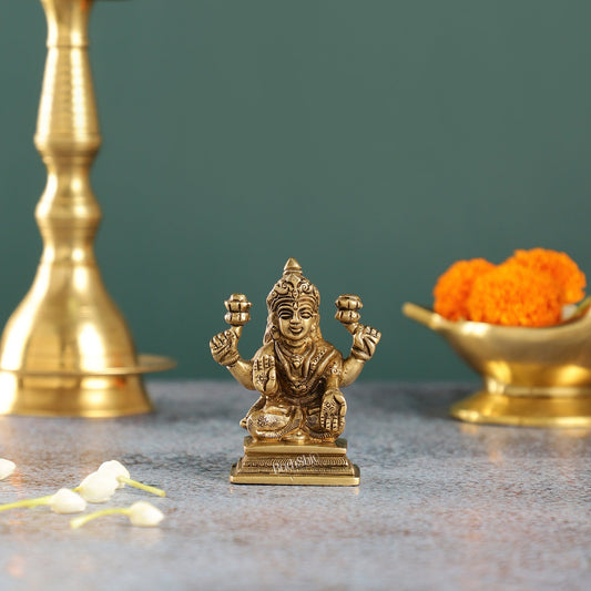 Exquisite Brass Lakshmi Idol | Height 3.5 inch - Budhshiv.com