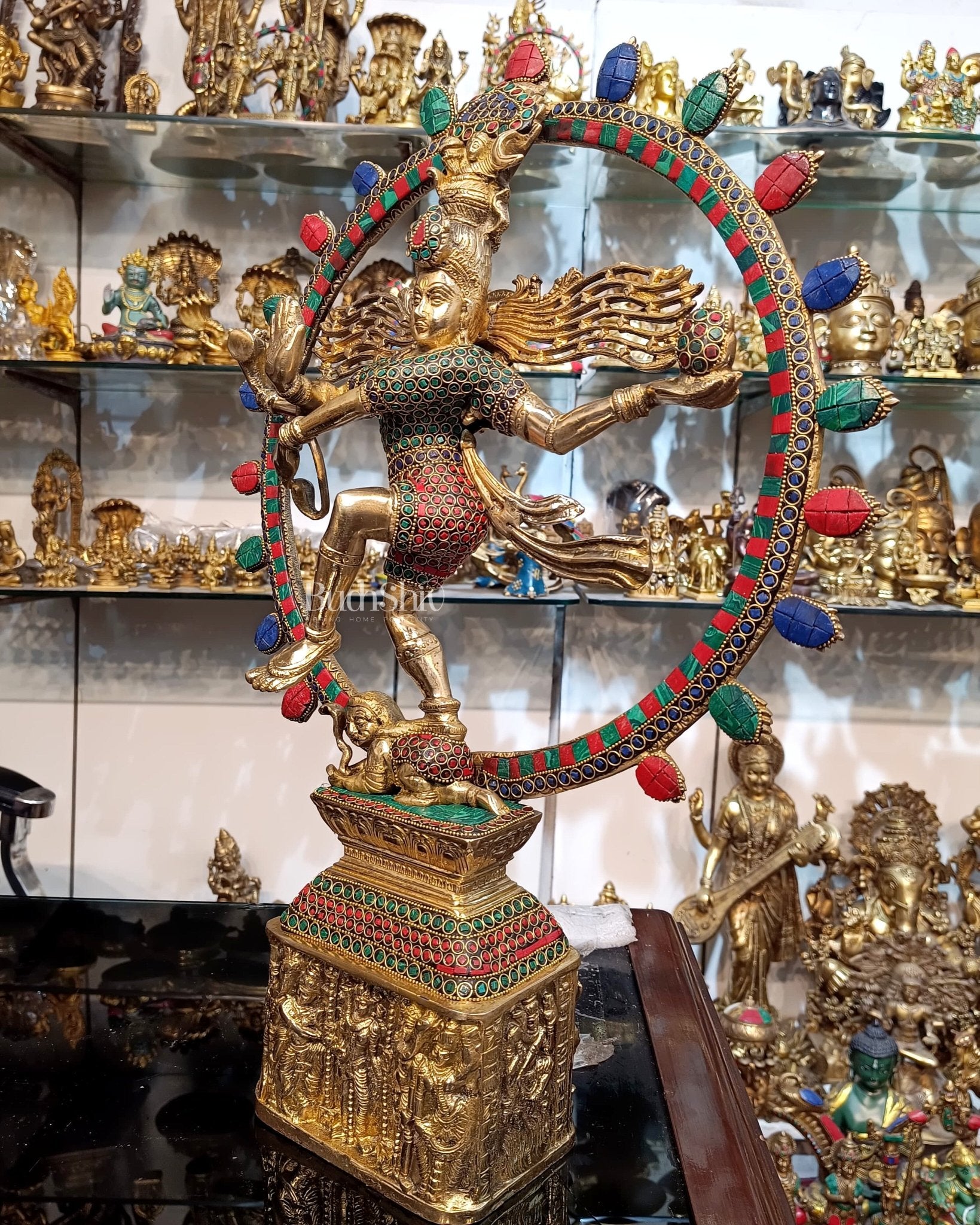 Exquisite Brass Nataraja Statue | 23" Height | Handcrafted Dancing Shiva - Budhshiv.com