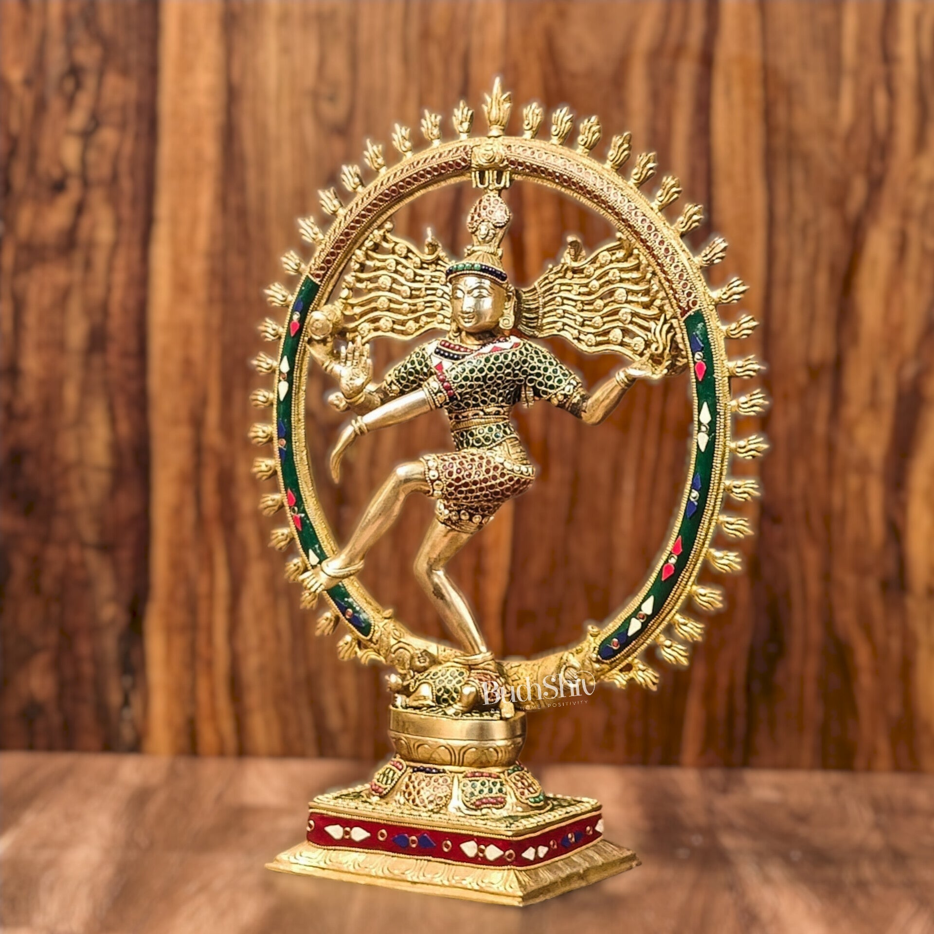 Exquisite Brass Nataraja Statue with Brass Ring - Handcrafted Masterpiece 21" - Budhshiv.com