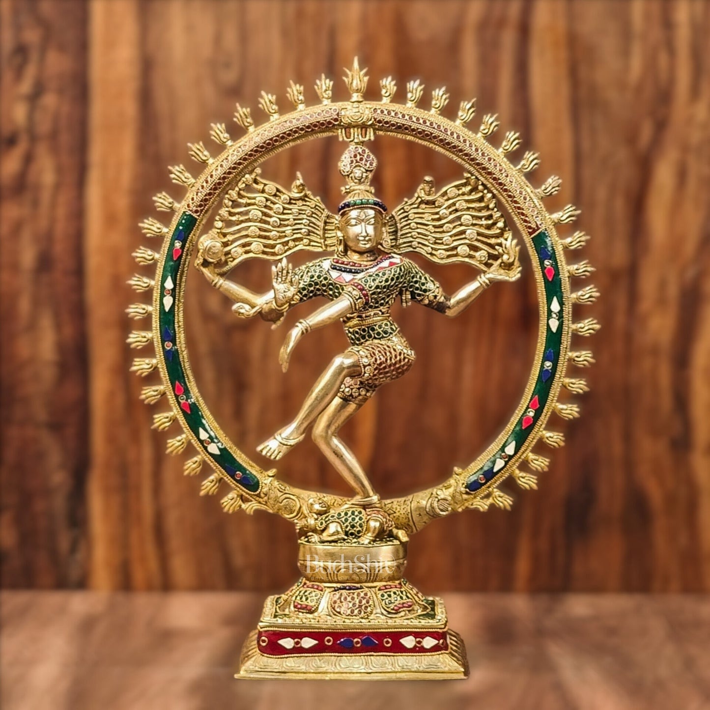 Exquisite Brass Nataraja Statue with Brass Ring - Handcrafted Masterpiece 21" - Budhshiv.com