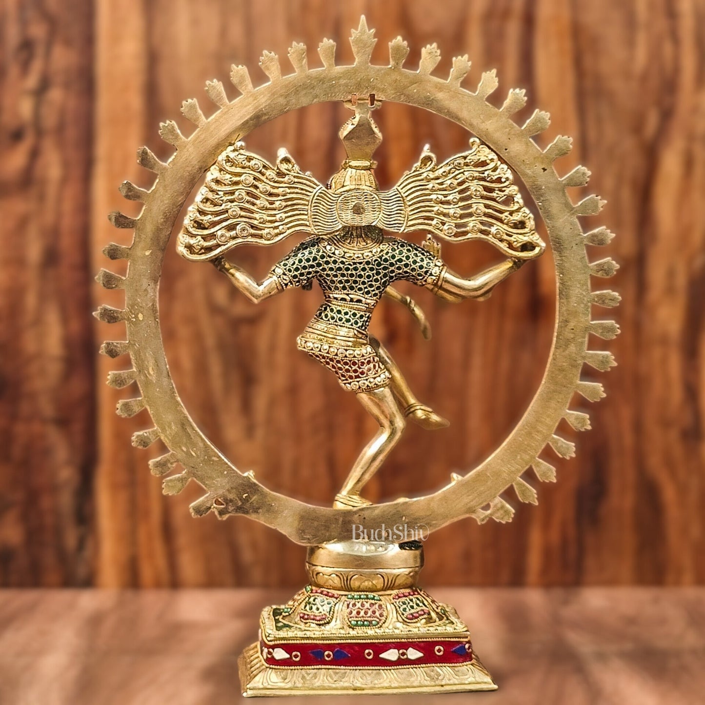 Exquisite Brass Nataraja Statue with Brass Ring - Handcrafted Masterpiece 21" - Budhshiv.com