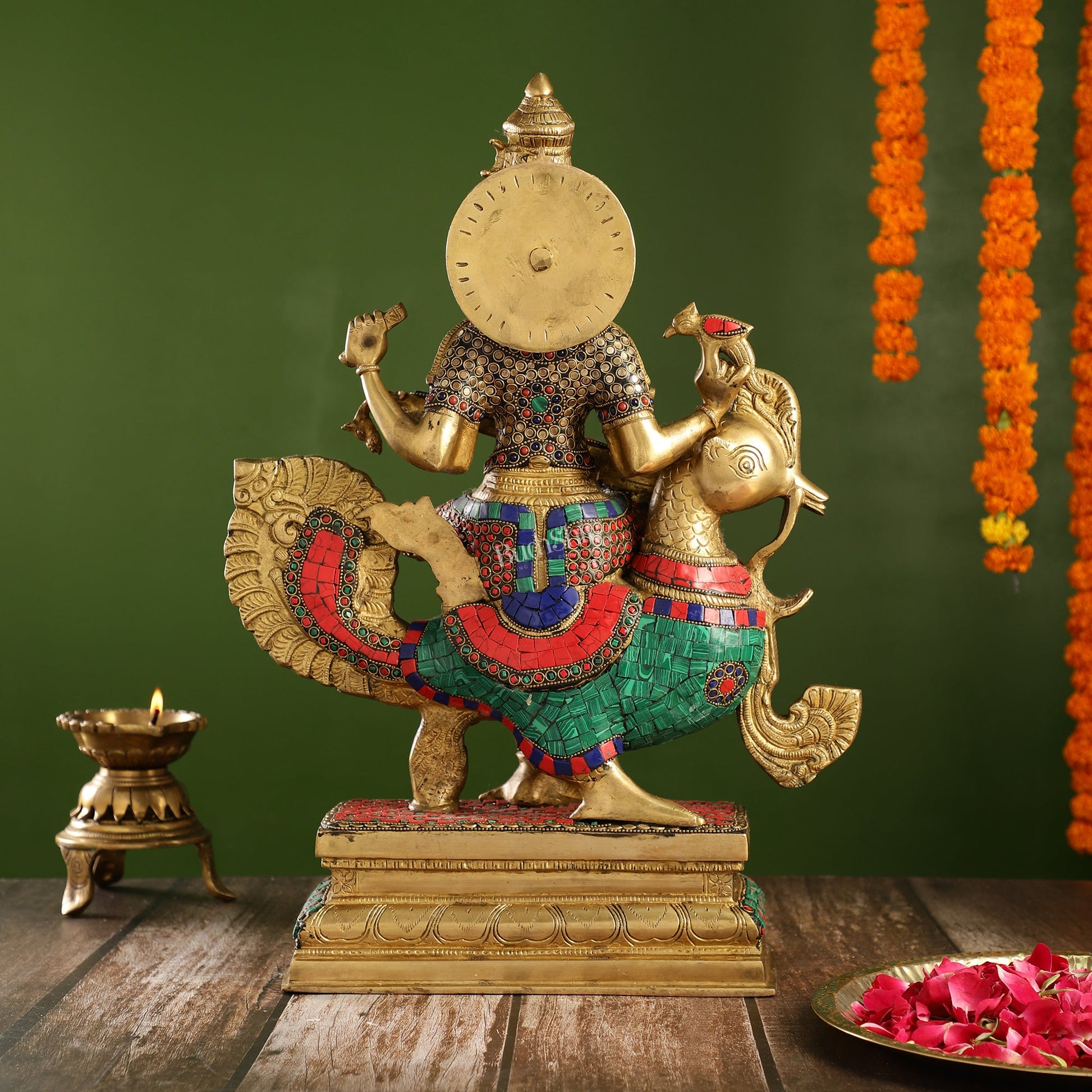 Exquisite Brass Saraswati Statue | 19.5" Height - Budhshiv.com