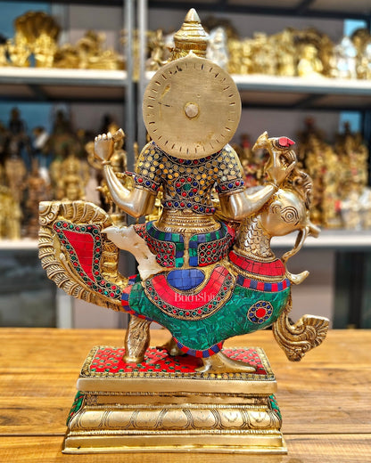 Exquisite Brass Saraswati Statue | 19.5" Height - Budhshiv.com