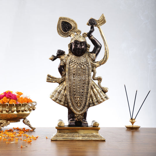 Exquisite Brass Shreenath ji Murti - 18 Inch | Fine Details & Craftsmanship - Budhshiv.com
