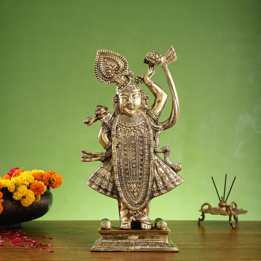 Exquisite Brass Shreenath ji Murti - 18 Inch - Budhshiv.com