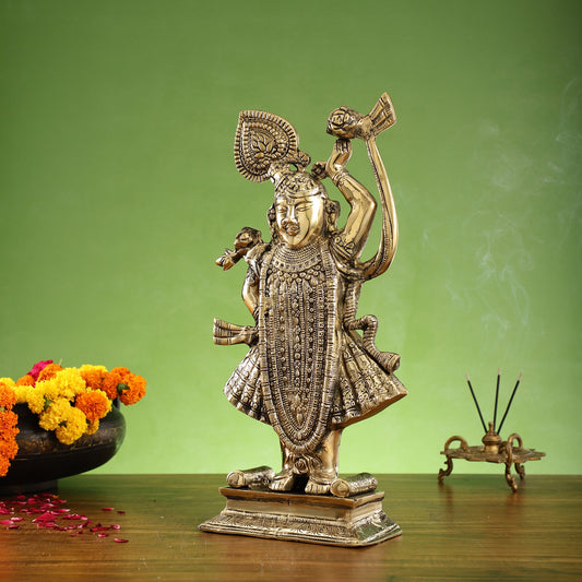 Exquisite Brass Shreenath ji Murti - 18 Inch - Budhshiv.com
