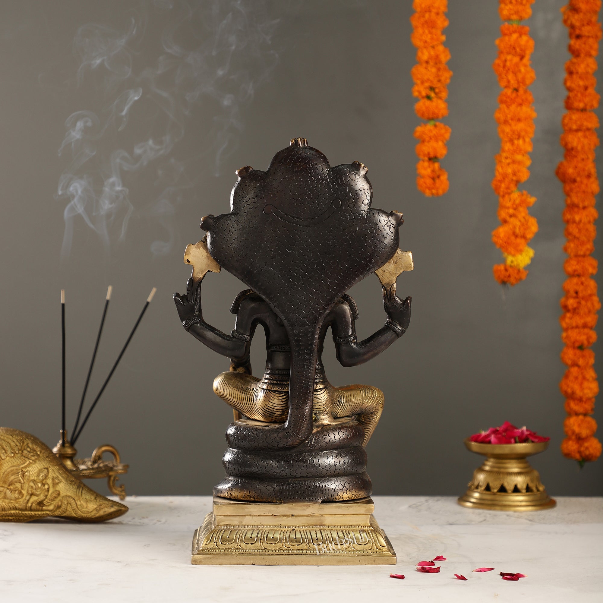 Buy Divine Brass Lord Vishnu Idol with Sheshnaaga - 14 Inch