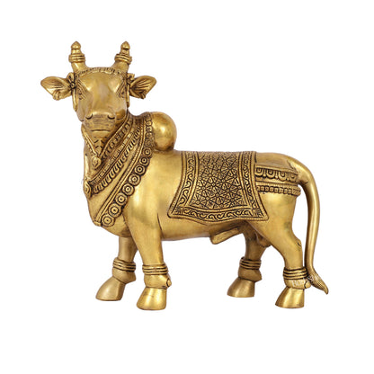 Exquisite Brass Superfine Standing Nandi Idol | 10.5" - Budhshiv.com