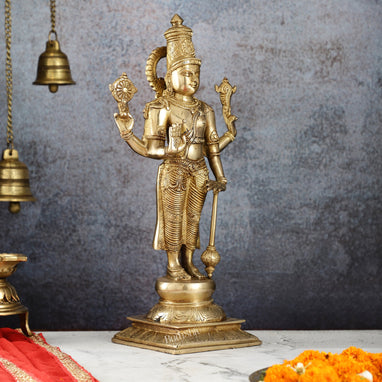 Amazon｜JY Lord Vishnu God Idol in Ashtdhatu (真鍮)｜仏像