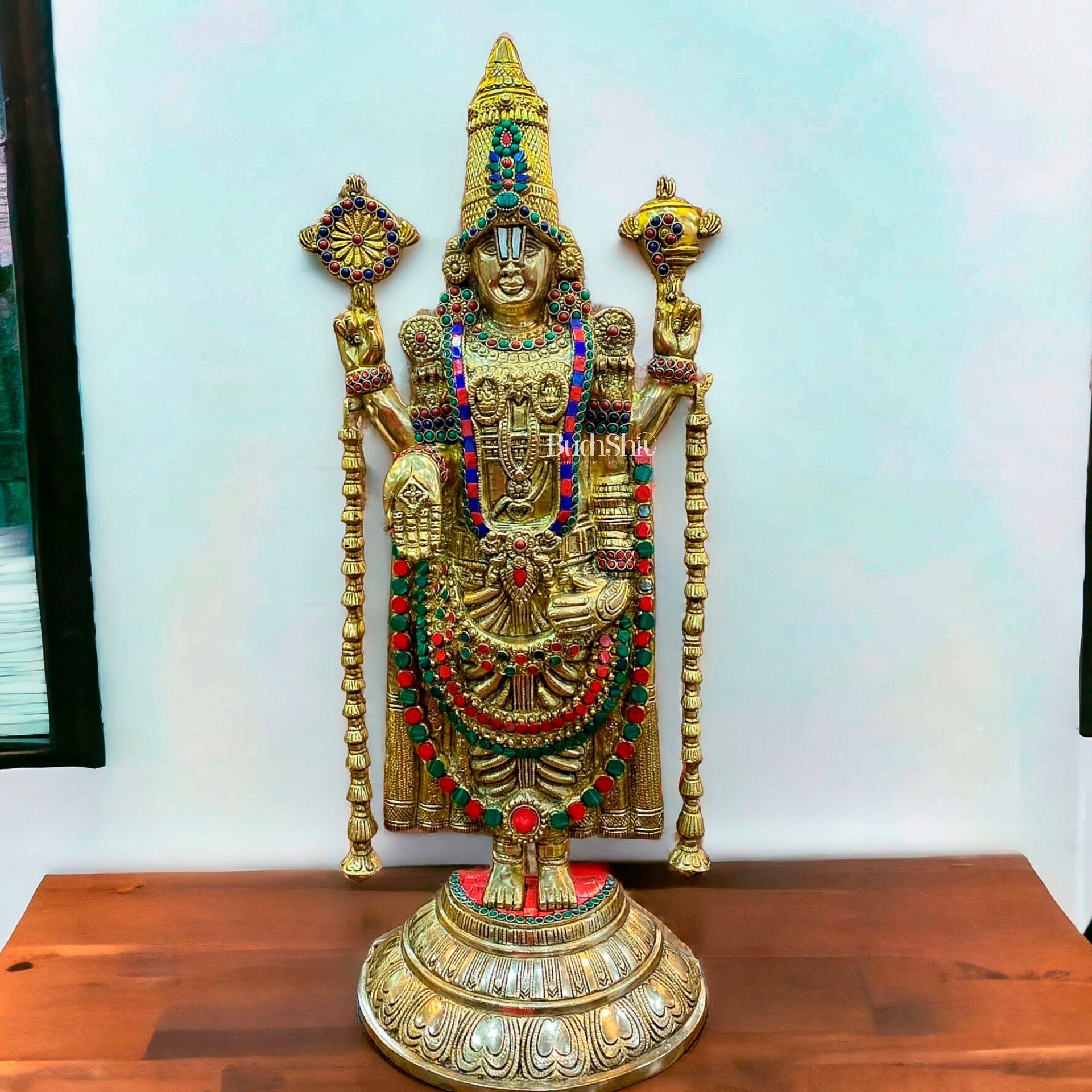 Buy Exquisite Brass Tirupati Balaji Statue with Stonework | 25 inch ...