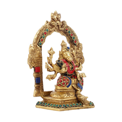 Exquisite Brass Varahi Amman Idol with Frame 6 inch stonework - Budhshiv.com