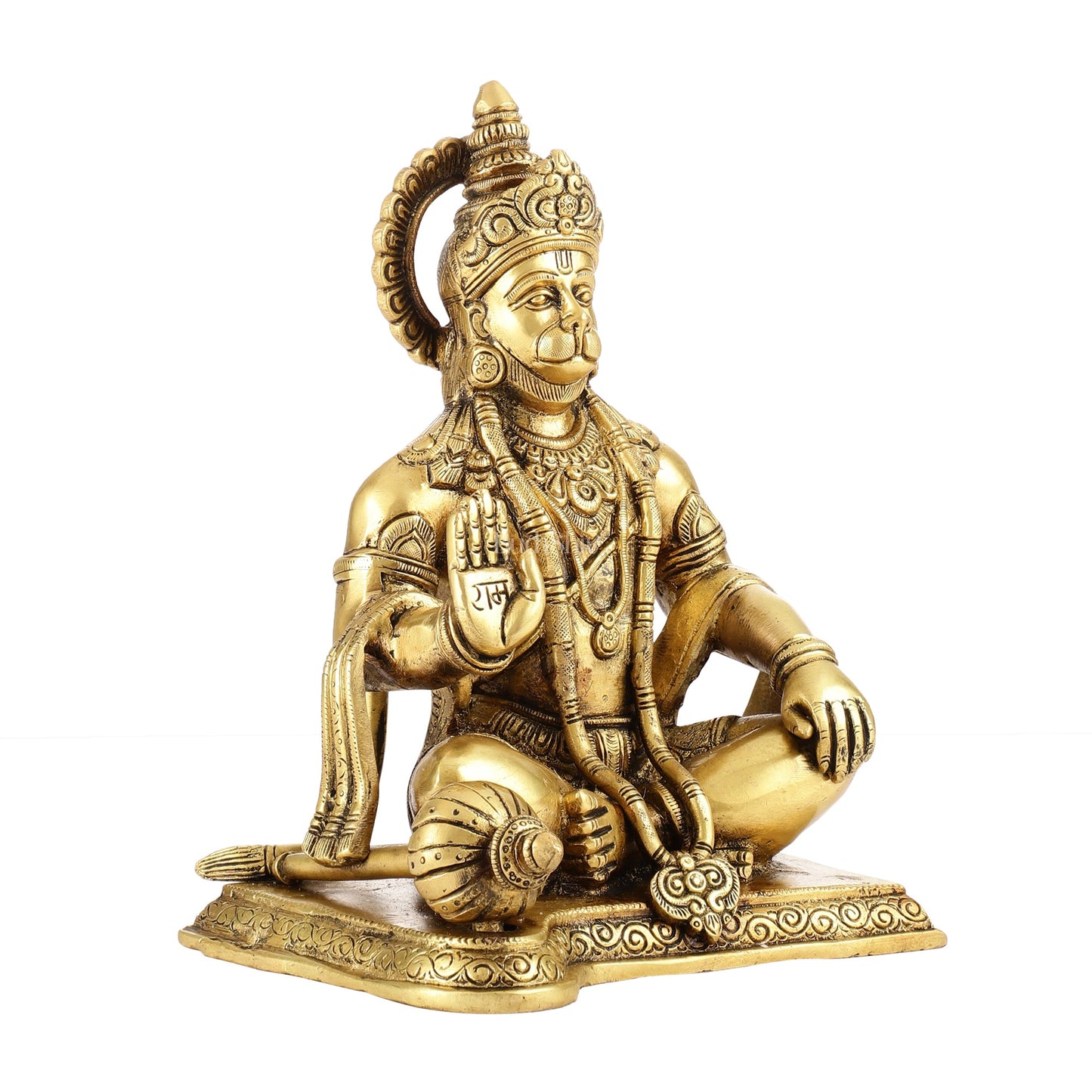 Exquisite Craftsmanship: Lord Hanuman Brass Idol 9.5" - Budhshiv.com