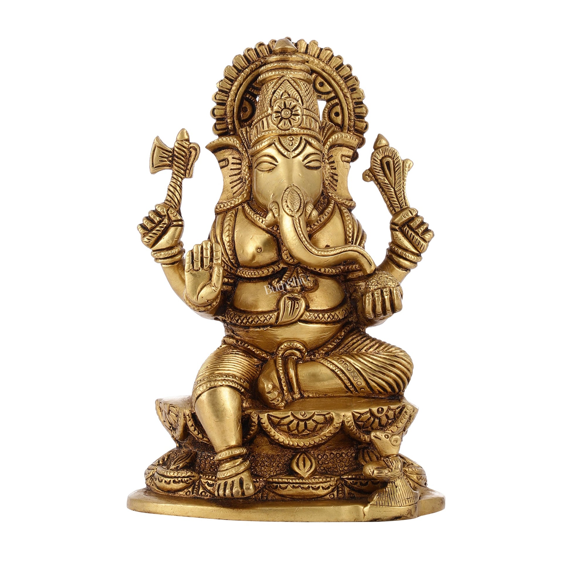 Exquisite Handcrafted Brass Ganesha Statue | Height 7 inches - Budhshiv.com