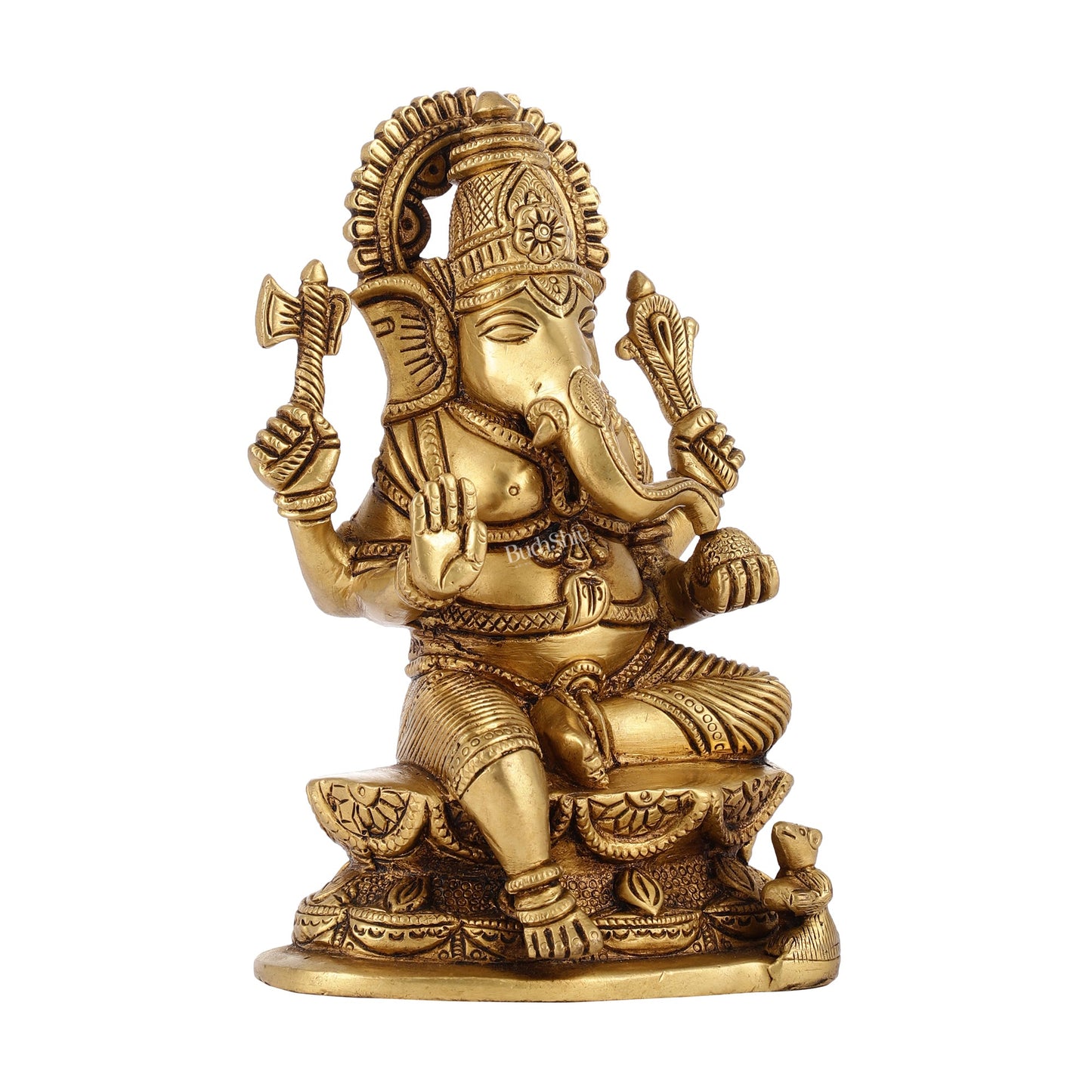 Exquisite Handcrafted Brass Ganesha Statue | Height 7 inches - Budhshiv.com