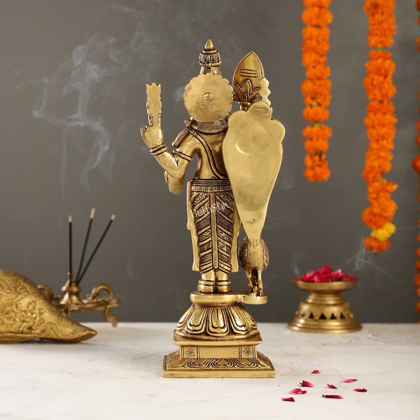 Exquisite Handcrafted Brass Lord Kartikeya Statue | 14" Height | Divine Majesty - Budhshiv.com