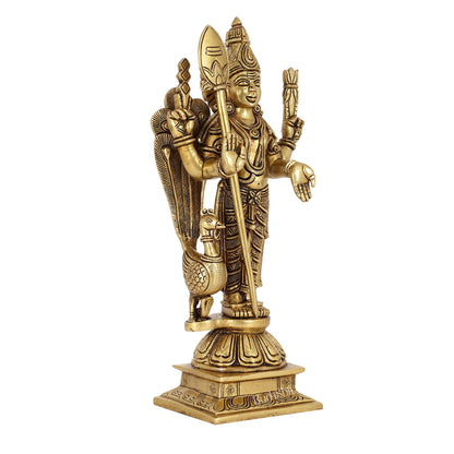 Exquisite Handcrafted Brass Lord Kartikeya Statue | 14" Height | Divine Majesty - Budhshiv.com