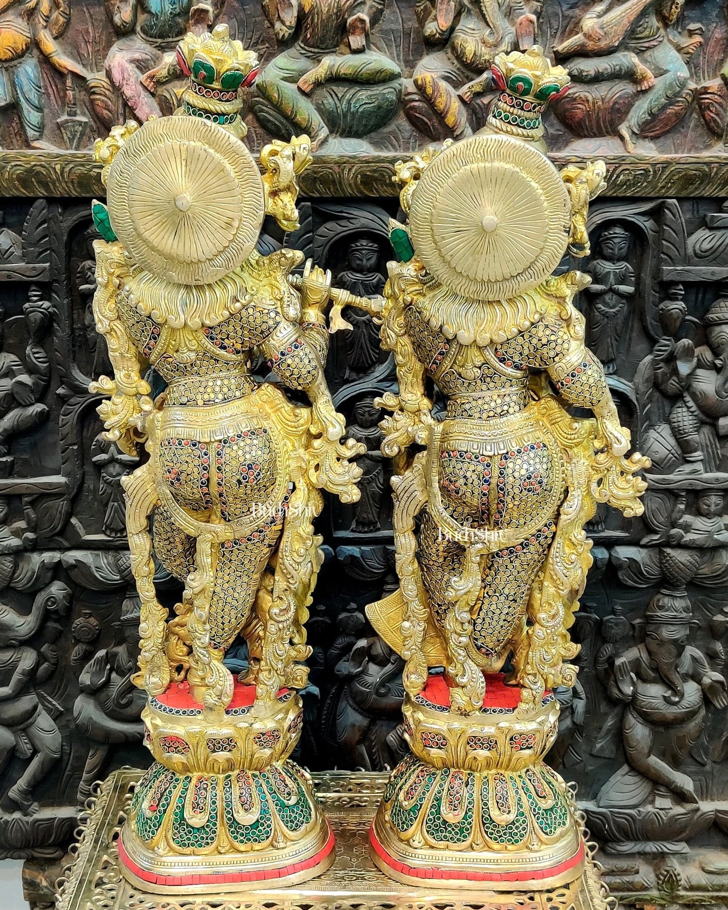 Exquisite Handmade Brass Radha krishna Idols 30 inch - Budhshiv.com