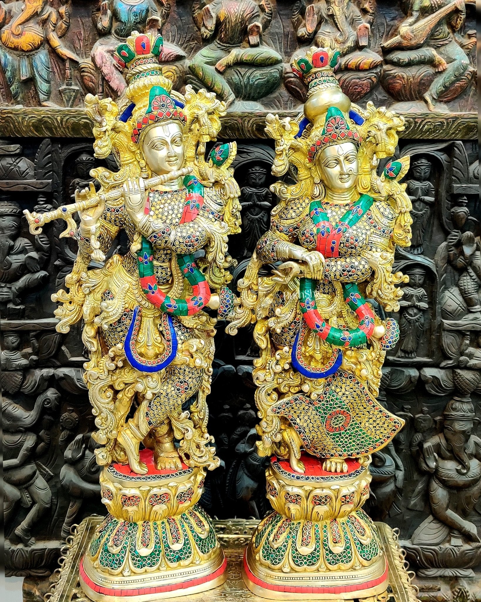 Exquisite Handmade Brass Radha krishna Idols 30 inch - Budhshiv.com