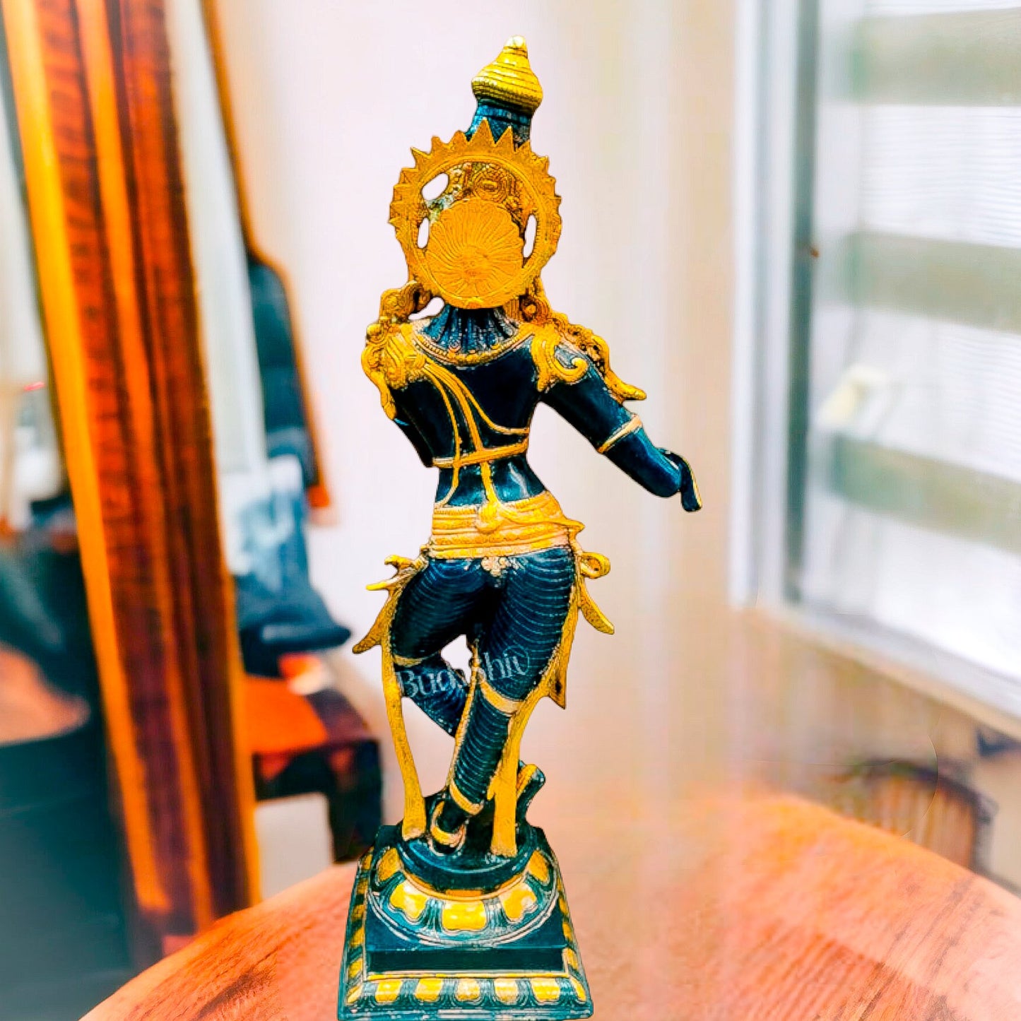 Exquisite Krishna Brass Statue | Handcrafted in Superfine Brass | 35 inch - Budhshiv.com