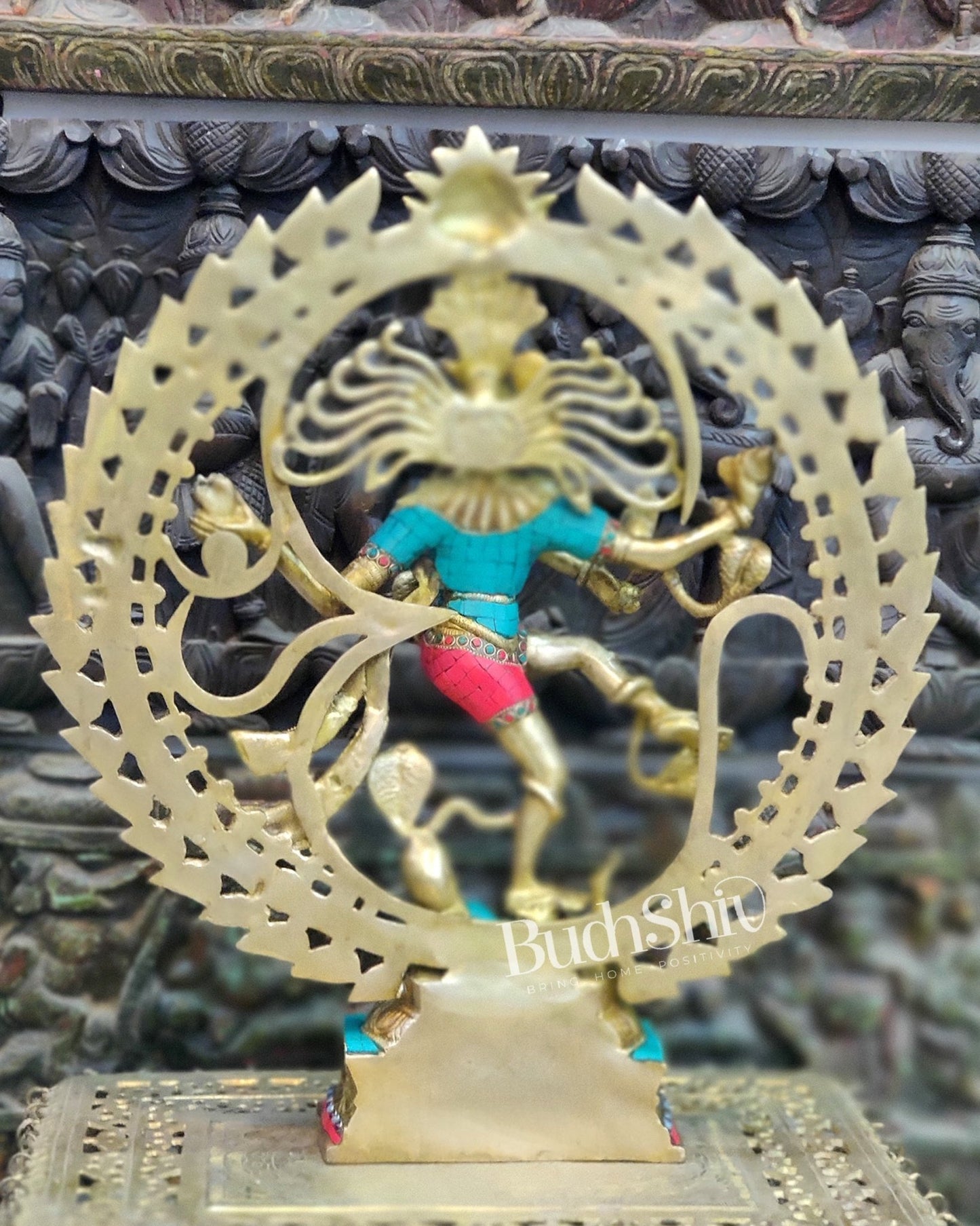 Exquisite Nataraja Brass Statue with OM - 25" Height - Budhshiv.com