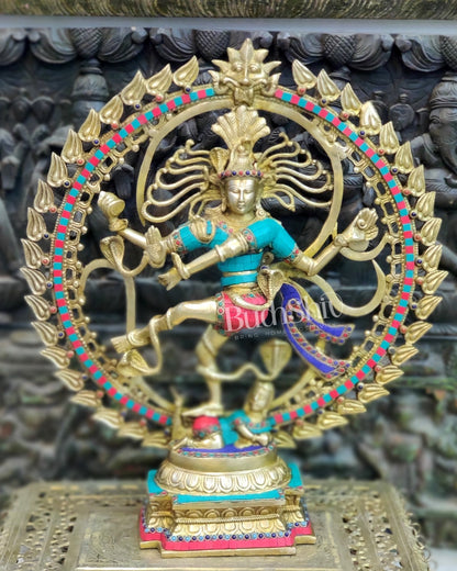 Exquisite Nataraja Brass Statue with OM - 25" Height - Budhshiv.com