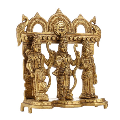Exquisite Pure Brass Ram Darbar - Perfect Size for Home Temples 7.5 inch - Budhshiv.com
