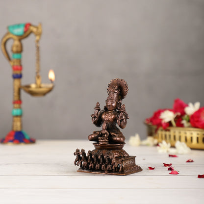 Exquisite Pure Copper Surya Dev Rath Idol - Handcrafted 4.5 Inch Statue - Budhshiv.com